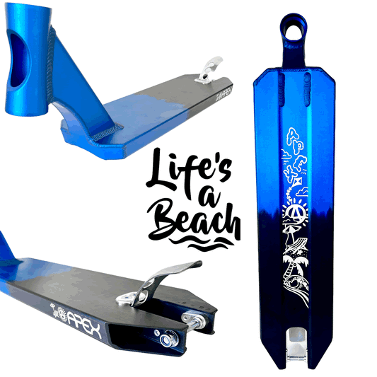 Apex Pro Scooter Deck Lifes A Beach Special Edition Blue / Black  580mm (19.5”)x 5" wide